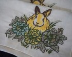 Pottery Barn Embroidered Napkins Bunny Rabbit Easter Spring Linen Cotton Set 4