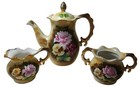 Enesco Teapot Cream And Sugar Bone China Hand Painted Gold Trim Set Of Four See