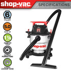 Shop-vac   6 Gallon Wet dry Vacuum  5 0 Peak Hp  Stainless Steel Tank
