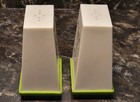 Vintage Mid Century Modern Starburst Plastic Salt And Pepper Shakers Green Promo