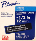 Brother P-touch Tze-335 White On Black Tape 1 2  X 26 2  Tze335 Ptouch New Box