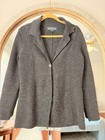 Herman Geist Women   s M 100  Wool Gray Sweater Jacket Knit Blazer Vintage Preppy
