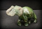 Verdite African Jade Green Carved Stone Elephant Statue 2 5  Height  4  Wide 