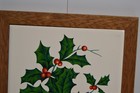 Vintage Christmas Berry Holly Tile Trivet Wood Framed Usa 7 5  Hot Holder Decor