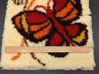 Vintage 1970s Butterfly Latch Hook Rug Wall Hanging Yarn Art Boho Hippie 27 x20 