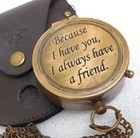 Vintage Antique Brass Pocket Compass Nautical Marine  Leather Gift Box