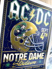 Official Ac dc Gold Foil Poster Notre Dame Stadium Indiana Sept 4th 2026   100