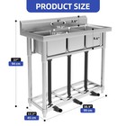 Commercial Kitchen Sink 3 Compartment Stainless Steel Freestanding Utility Shelf