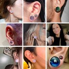 1 Pair Double Flared Gauges For Ears  Solid Glass Ear Gauge Plugs Earrings Fo   