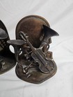 Vintage Art Deco Bronze Tone Pair Of Musical Instrument Design Bookends
