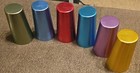6 Vtg Anodized Aluminum Tumblers Cups Glasses Gold Red Blue Green Purple