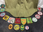 Genuine Boy Scouts Of America 70s Botton-up Uniform Shirt  Size14 23 Patches 687