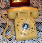 Excellent Vintage Bell System Classic Yellow Rotary Dial Itt Desk  Phone Works 