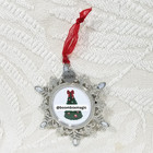     2026 Christmas Tree Ornament Photo Picture Frame Silver Round Snowflake 2 