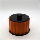 Vtg Art Deco Bakelite Catalin Box Butterscotch   Black Ribbed Fluted 1930s