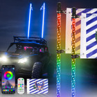 Pair 4ft Spiral Led Whip Lights Rgb Antenna W  Flag   Remote For Utv Atv Can-am