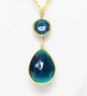 Green Tear Drop Acrylic Bead Pendant Necklace   Earrings Set