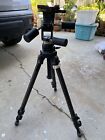 Used Black Bogen Manfrotto 3221 Tripod W  3047 3 Way Pan  Tilt Head