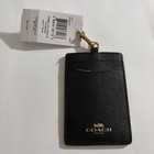 Coach Id Lanyard Leather Card Case Holder  nwt  Black 57311