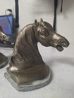 Pair Of Vtg   Horse Head Book Ends   Statues   Cast Bronze Metal