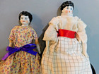 Two Antique China Porcelain Head Civil War Era Dolls Germany Original Clothes