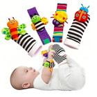 4pcs Baby Rattle Toys Cute Stuffed Animals Wrist Rattle Foot Finder Socks 0 24 M