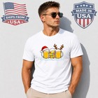 Reinbeer Christmas Beer Mug Graphic T-shirt Funny Santa Lights