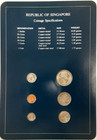 Set Of 6 Singapore Coins Dated 1981 - 1984 In Info Card W stamp   Postmark