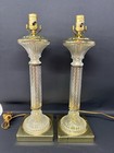 Mcm Lucite Column Lamps Hollywood Regency Lamp Pair Neoclassical Vintage Brass