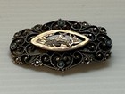 Antique 800 Silver Deer Brooch Gold Gilt Turquoise Figural Pin