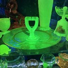 Cambridge Gold Imperial Hunt Pattern Tidbit   Sandwich Tray Uranium Glass Rare 