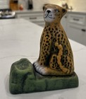 Vintage Porcelain Leopard Cheetah Figurine Guatemala Stamped Chinoiserie Statue