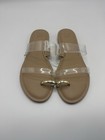 A New Day Women s Beige Clear Slide Sandals Metallic Memory Foam Slip On Size 9   
