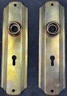 Art Deco  Passage Set Glass Door Knobs  Plates  Mortise