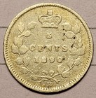 1890 H Canada  925 Sterling Silver Victoria 5 Cent Coin Cleaned