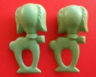 Vintage Dog Baby Rattles Blue Green Plastic Foo Anthropomorphic Mcm Kitschy Core