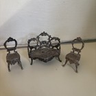 Antique Silver Victorian Doll House Furniture Parlor 3 Pc  Sterling