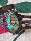 Antique Fred Harvey Era Sterling Silver Turquoise Native American Cuff  Estate