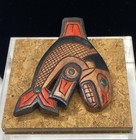 Orca Killer Whale Pin Brooch Artie George Coast Salish Hand Carved Painted