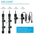 Yukihalu Small Submersible Aquarium Heater  Adjustable Mini 50 Watts  Black 