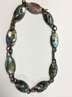    vintage Mexican Sterling Silver Abalone Shell Link Bracelet Mid Century Modern