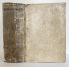 1558 Bible Illustrated Antique Vellum Binding Latin Biblia Sacra 16 Century