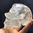 Clear Natural Quartz Crystal Carving Art Skull Realistic Healing 473g H050409