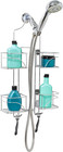 Home Shower Caddy Storage Steel Hanging Shelf Bathroom Organizer Rack With Hooks