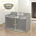 Elevated Dog Bowls W  Storage Raised Feeder Stand W  2 Stainless Steel Bowls Gra