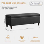 Huimo Faux Leather Storage Ottoman Bench 50 3 Inch Extra Long Pu Upholstered Bed