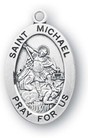 Mens Large Sterling Silver Saint St Michael Medal Pendant Necklace 24  Chain
