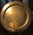 Antique Islamic Brass Tray With Arabic Calligraphy