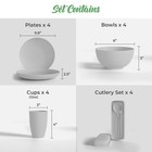 Wheat Straw Dinnerware Set 24-piece - Cups  Plates And Bowls Sets For 4 Reusable