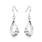 1   pair Sterling Silver Wavy Drop Earrings     Elegant Twist Charm For Women - New